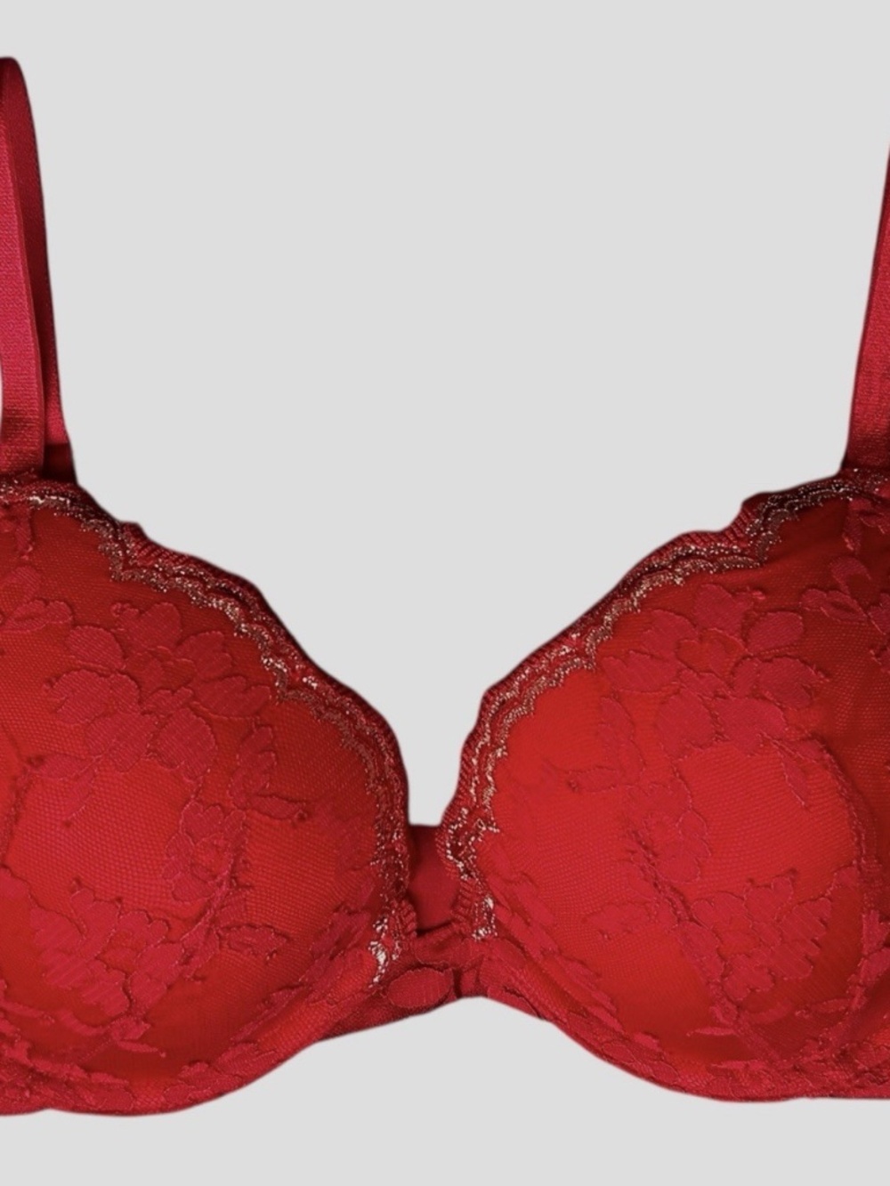 Victoria's Secret Dream Angels Lined Push Up Bra Womens 36C Red Gold Trim